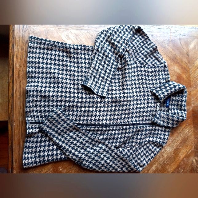 100% Cotton Knit Tesselation Pattern Chaps Sweater Jacket!!!